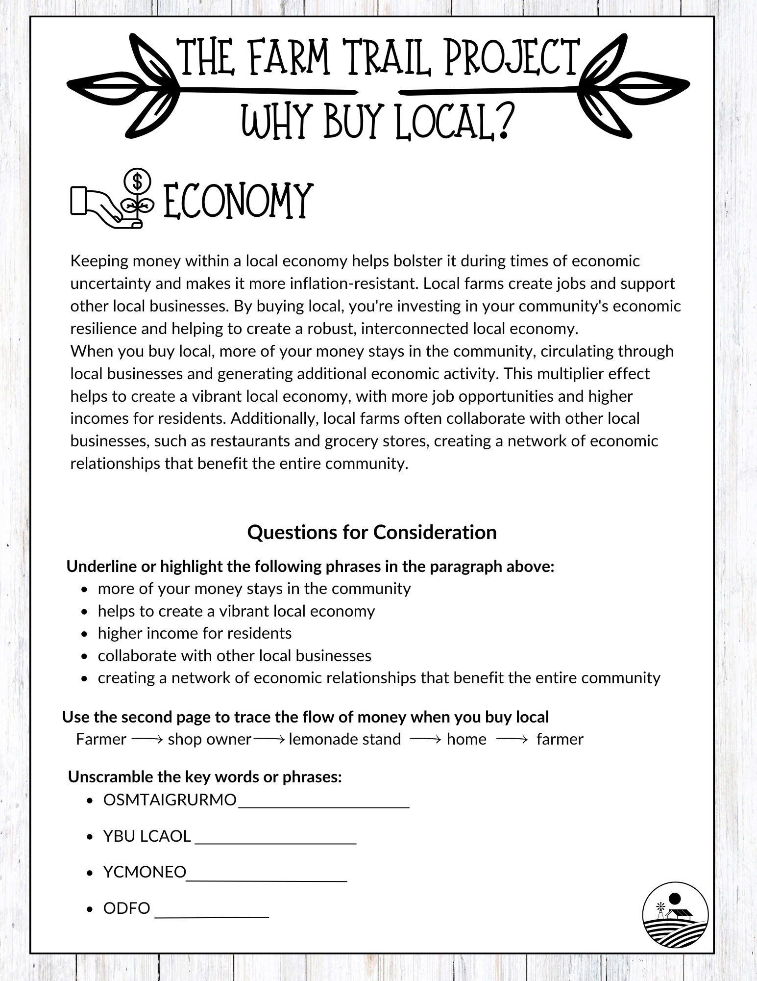 Local Economy Worksheet Preview