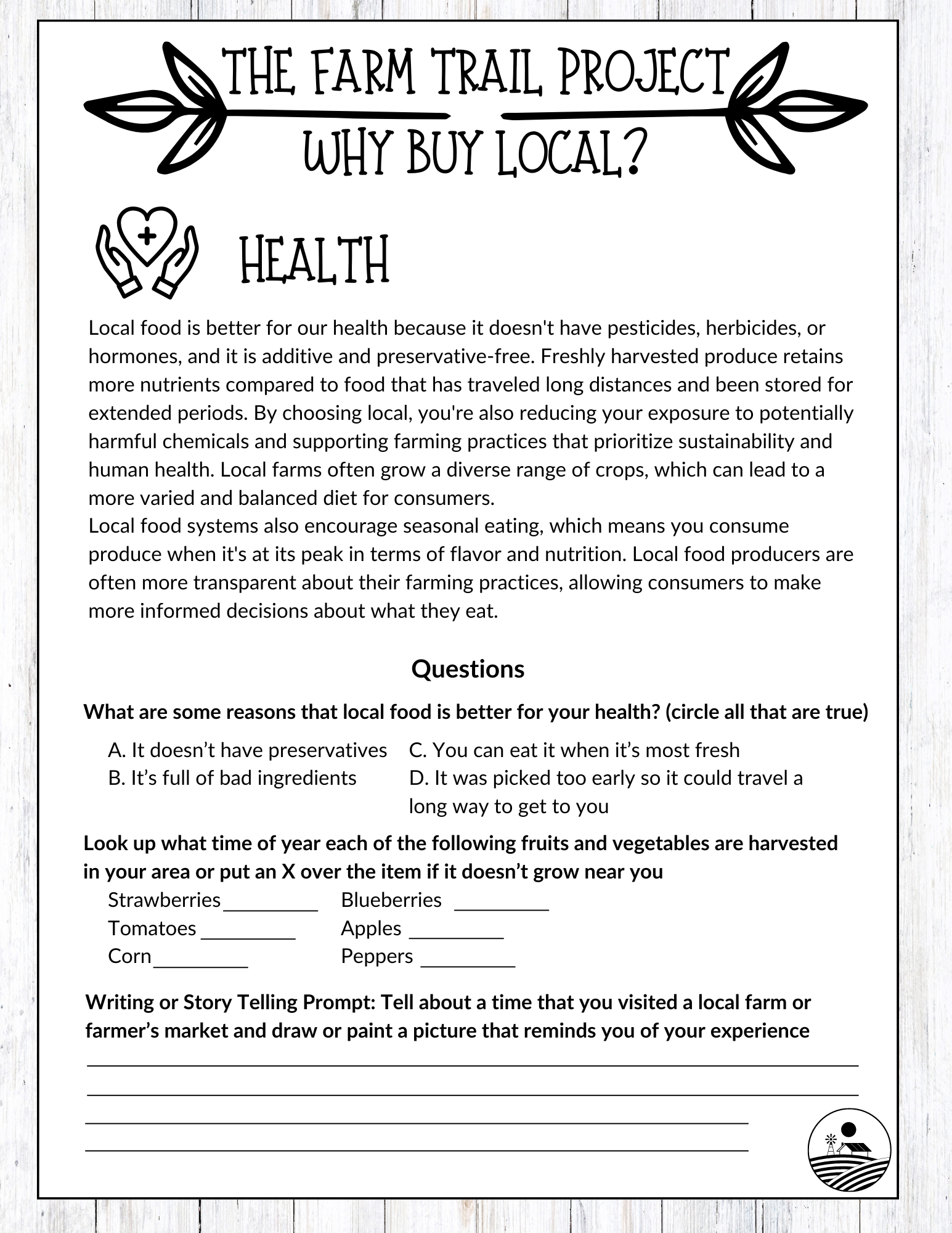 Health and Nutrition Worksheet Preview